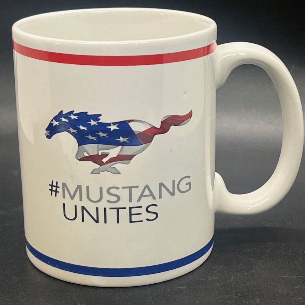 Ford Mustang Unites Coffee Mug Cup‎ 12oz USA Stars Logo Sports Car Collectible